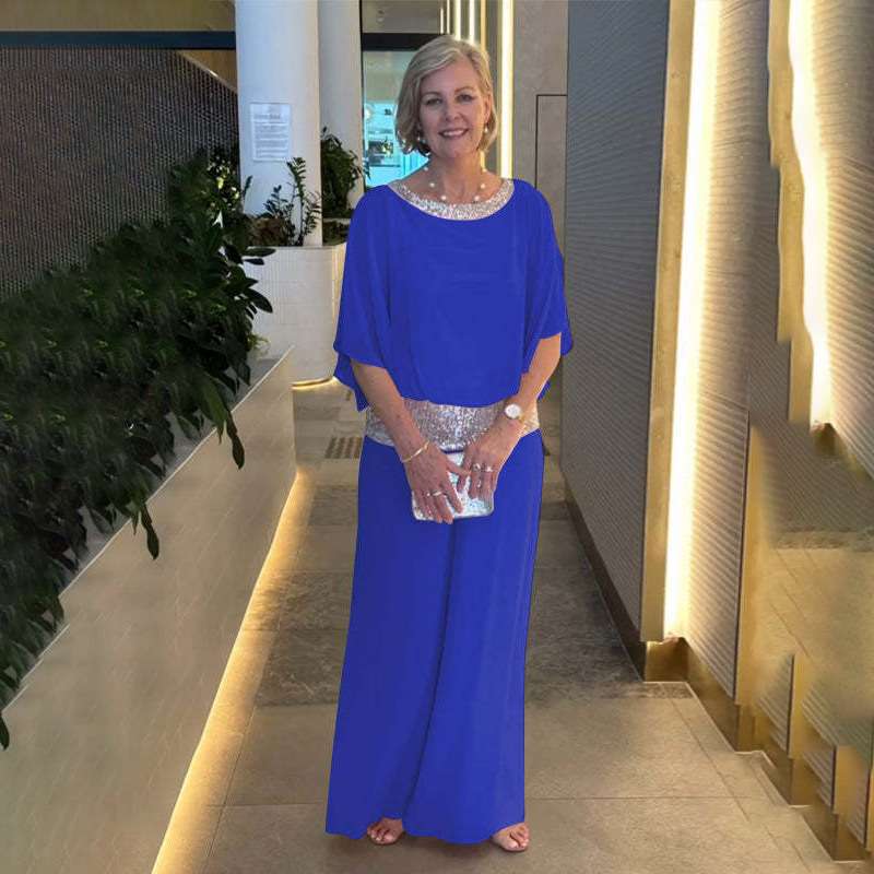 きらめきケープ袖パンツドレス