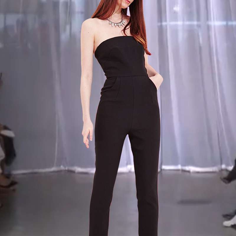ベアトップ シンプル パンツドレス