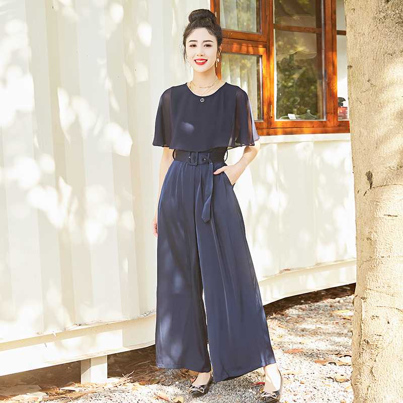 シフォン袖華やかパンツドレス