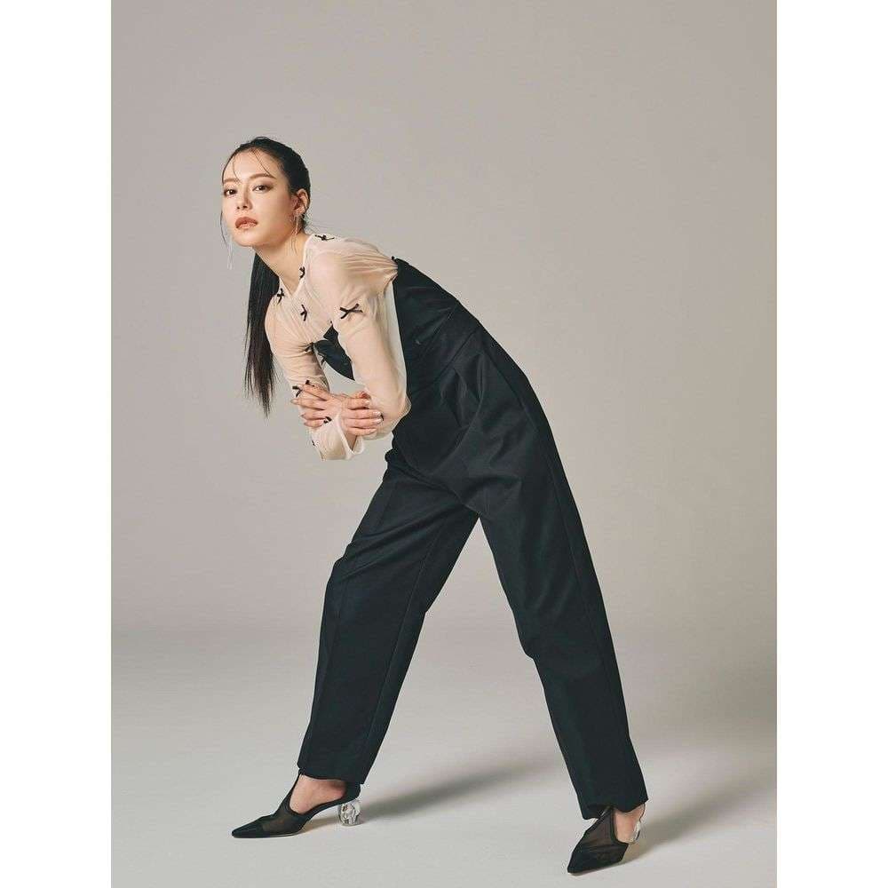 リボン装飾シアーパンツドレス