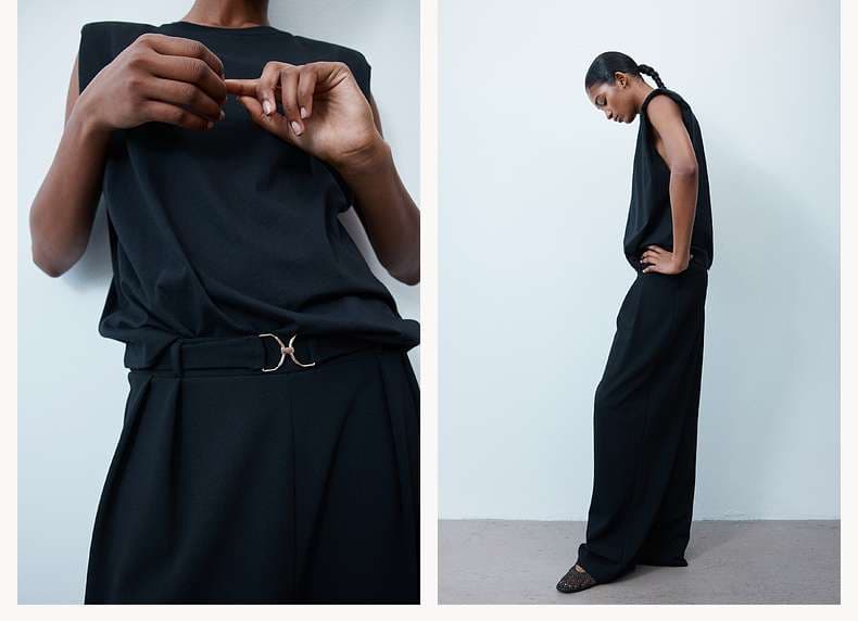 メタル金具付きオーバーサイズパンツドレス