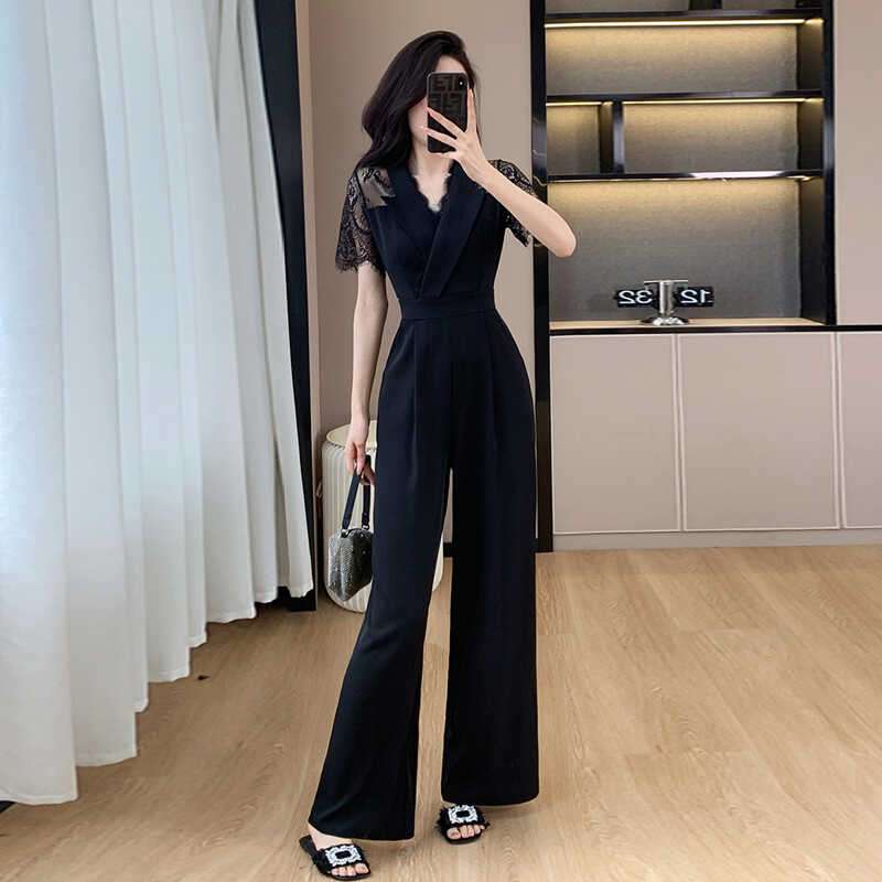 華やぎレース袖パンツドレス