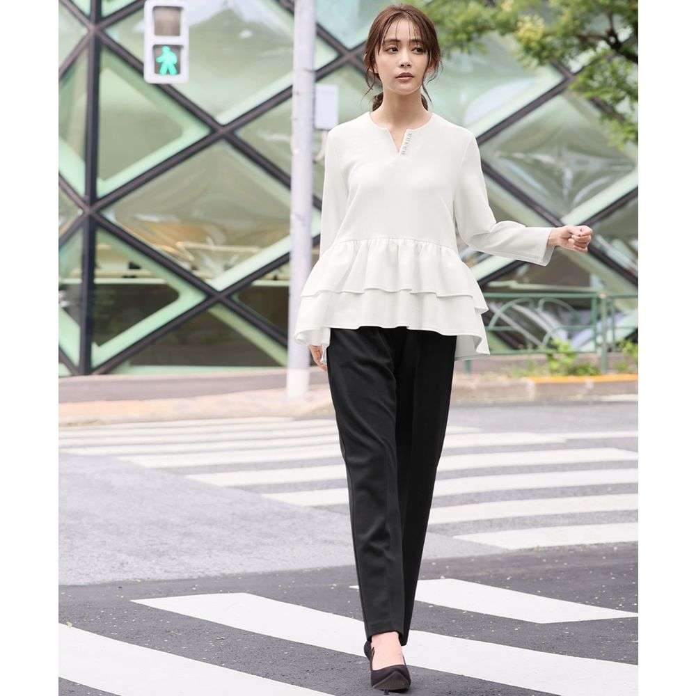 優雅な二段フリルトップスパンツドレス