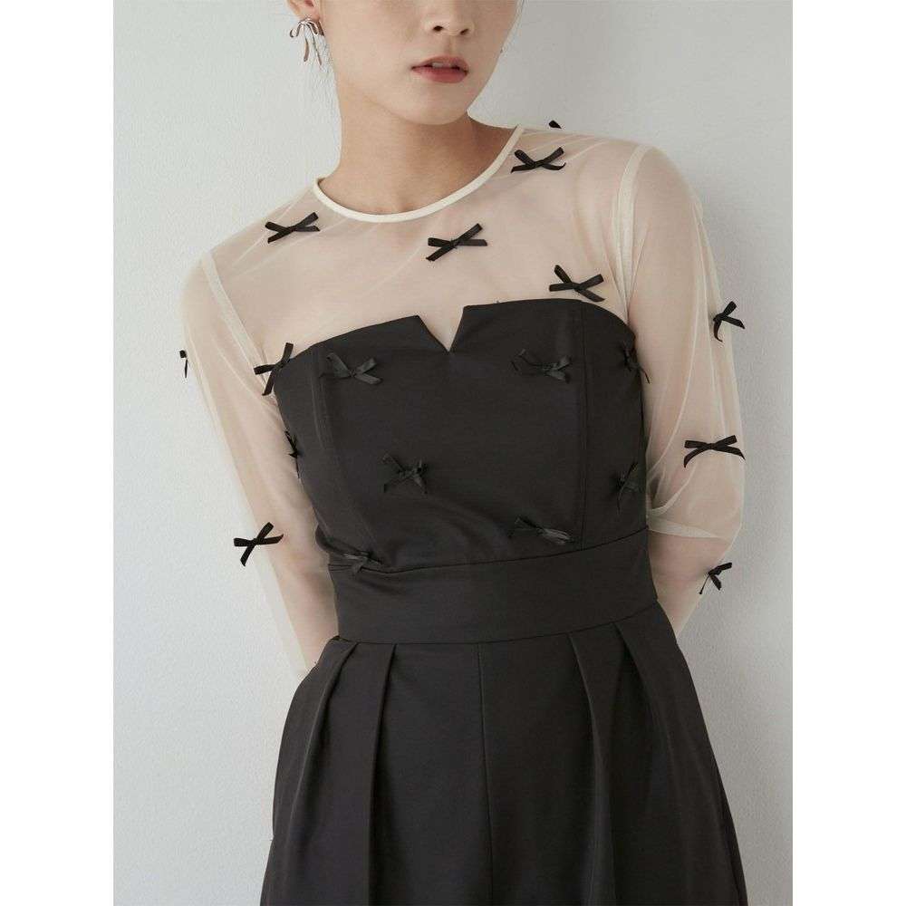 リボン装飾シアーパンツドレス