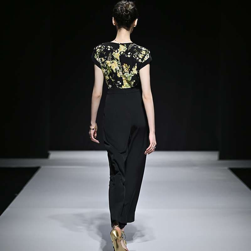 艶やか花柄パンツドレス