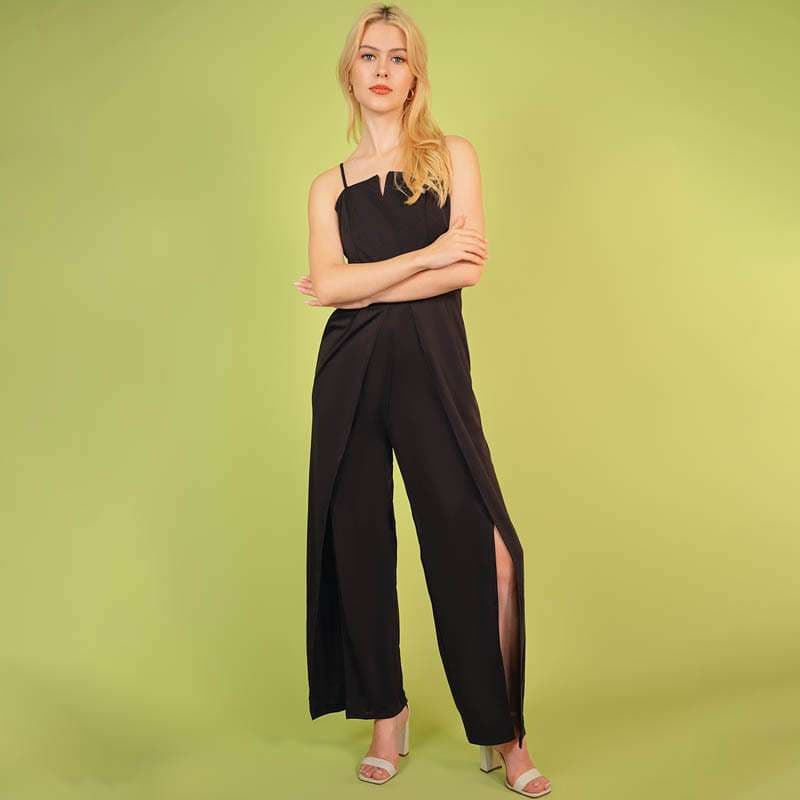 スリット入り優美パンツドレス