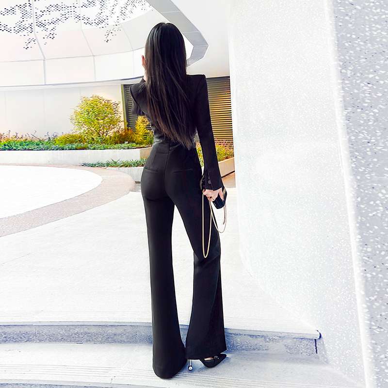 深Ｖネック フレアパンツドレス エレガント