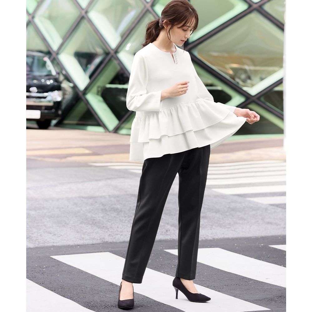 優雅な二段フリルトップスパンツドレス