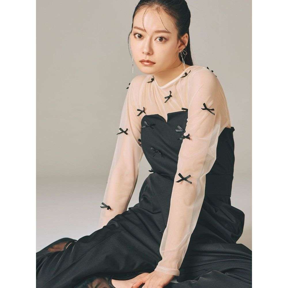 リボン装飾シアーパンツドレス