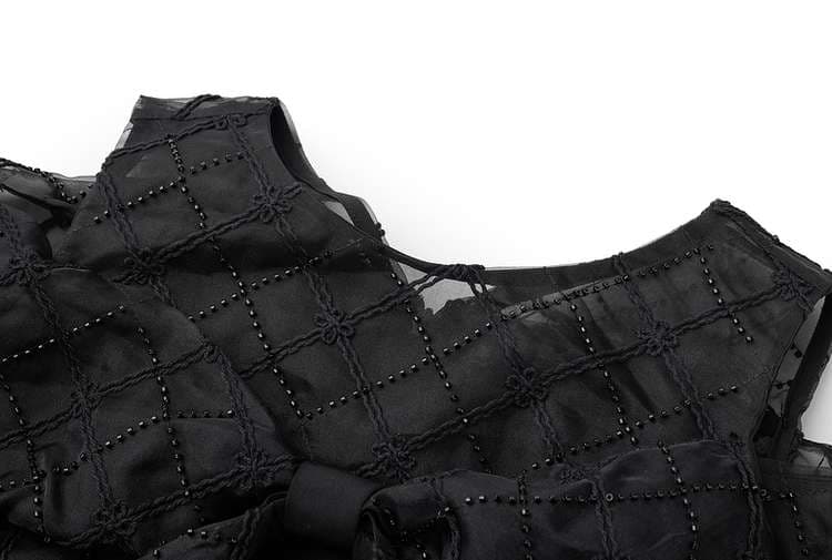 レース飾り肩開きパンツドレス