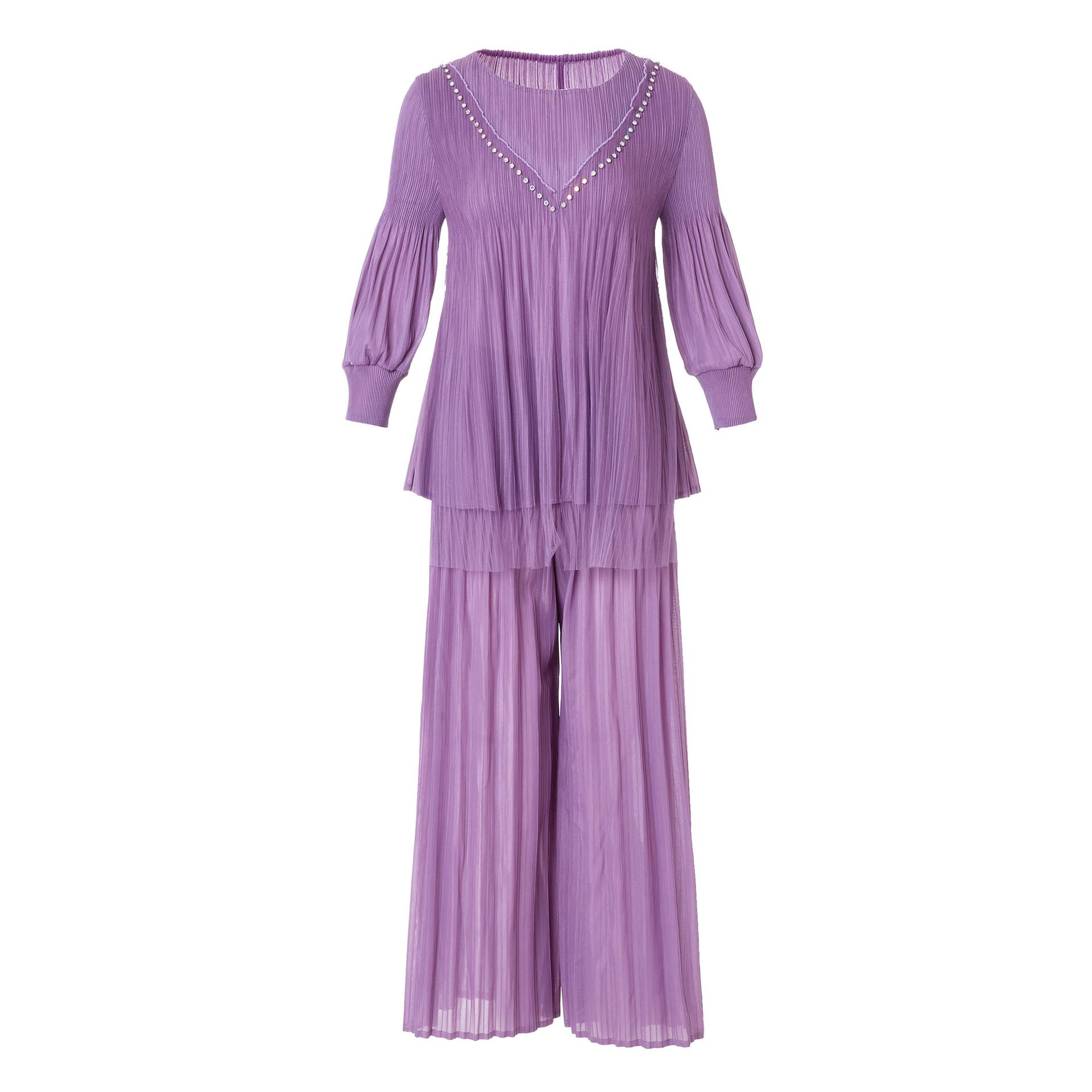 ふんわりプリーツパンツドレス