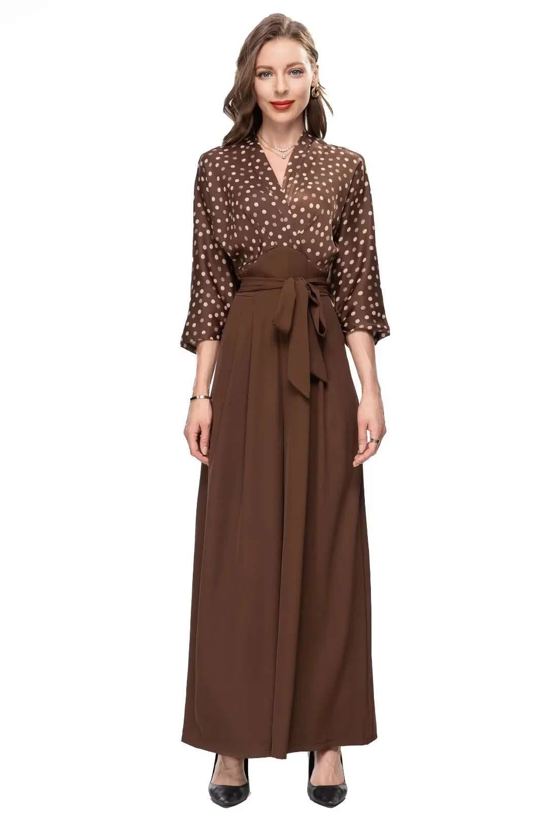 水玉柄タックデザインパンツドレス