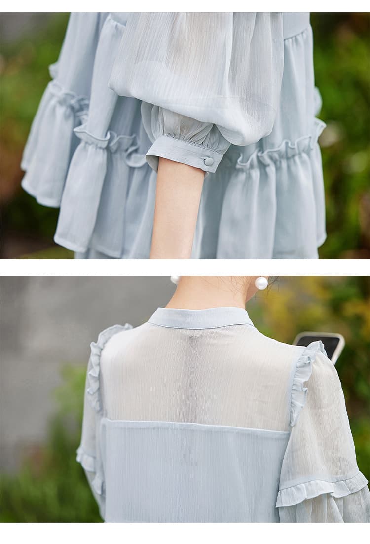 フリル シフォン パンツドレス