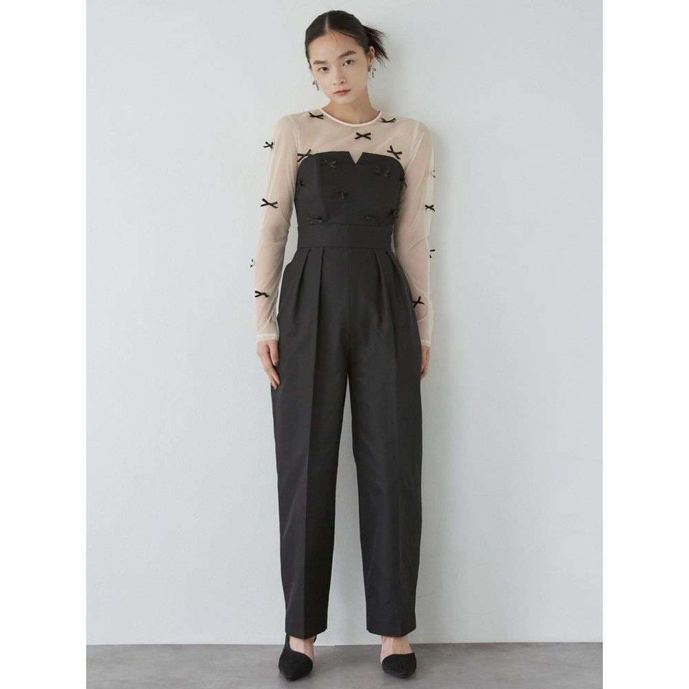 リボン装飾シアーパンツドレス