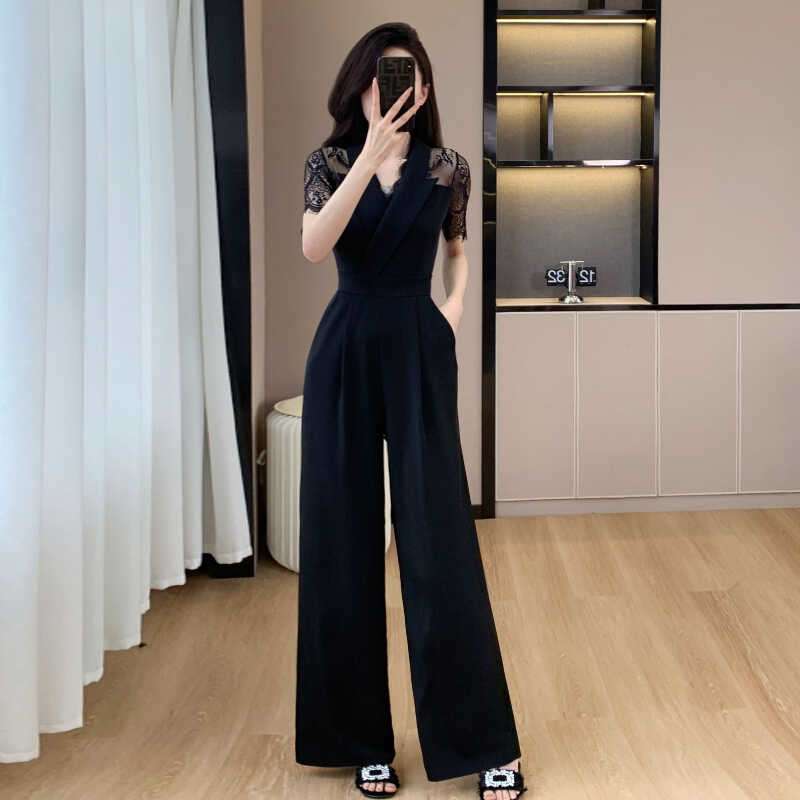 華やぎレース袖パンツドレス