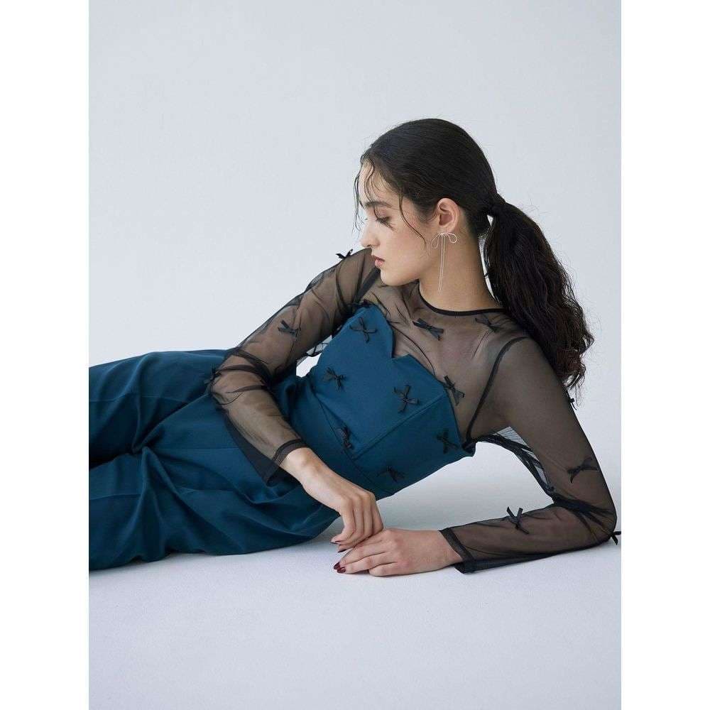 リボン装飾シアーパンツドレス