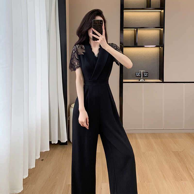 華やぎレース袖パンツドレス