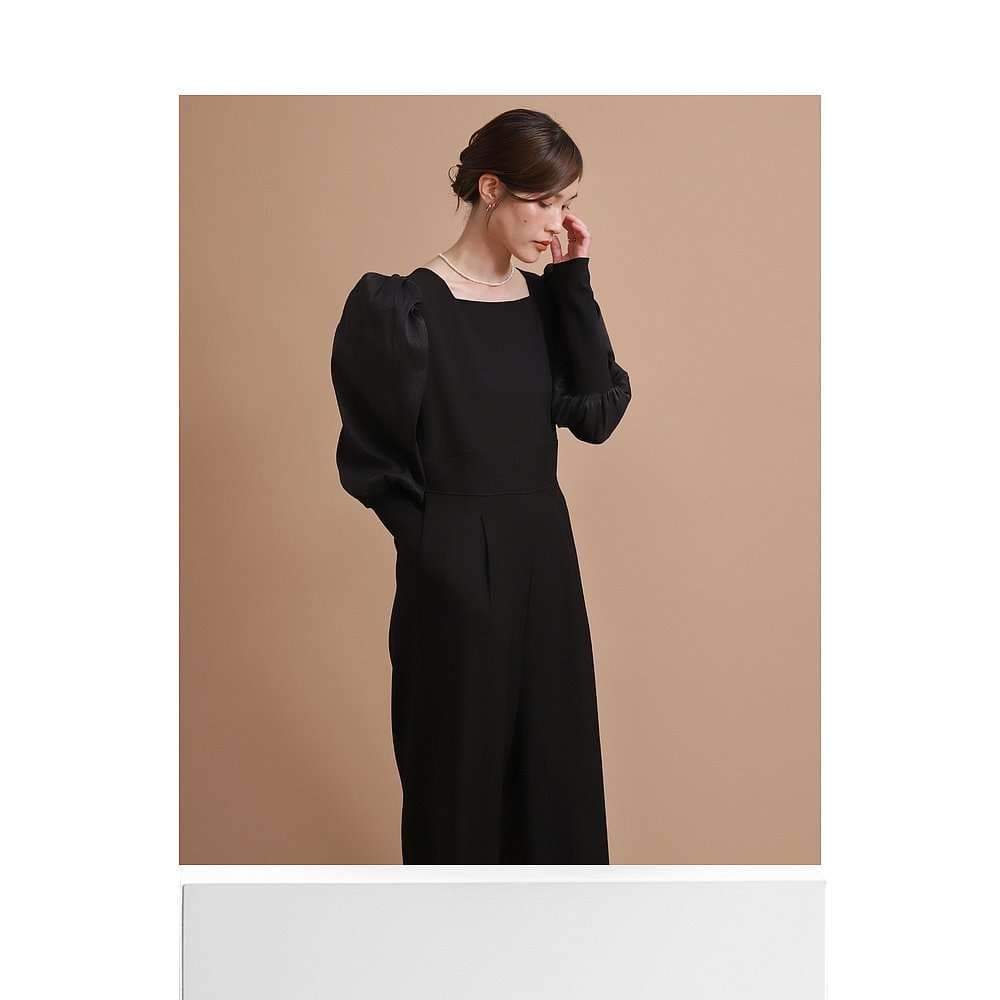 パンツドレス エレガントなパフスリーブジャンプスーツ