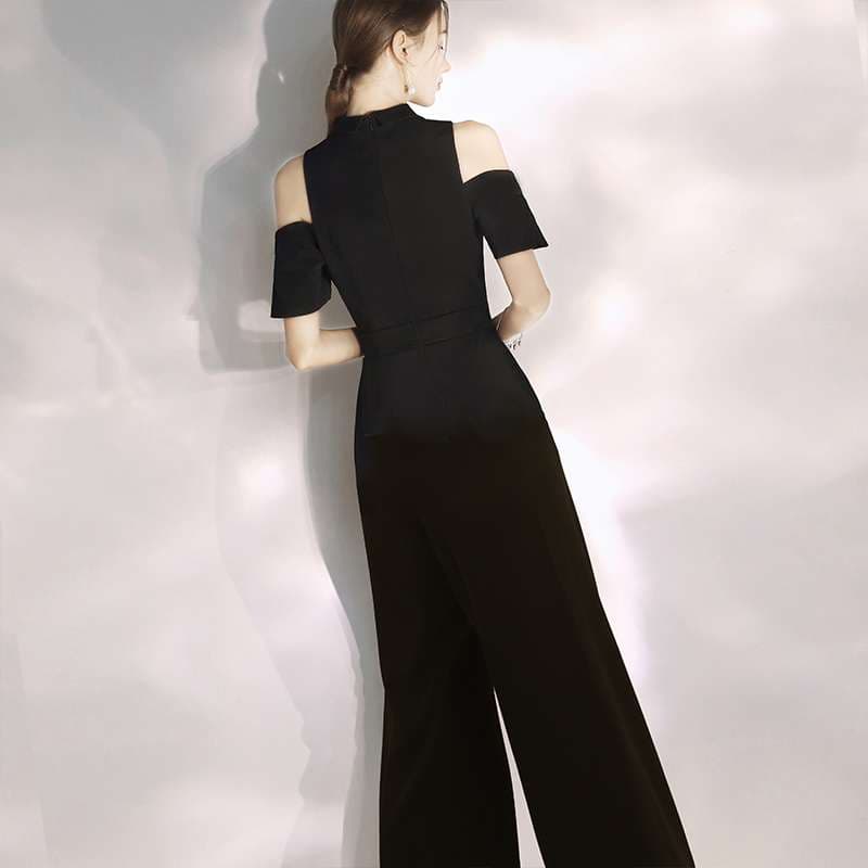 オフショルダー リボン パンツドレス